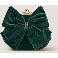 Monsoon Girls Velvet Bow Clip Frame Bag - Green