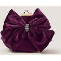 Monsoon Girls Velvet Bow Clip Frame Bag - Purple
