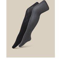 Monsoon Girls 2 Pack Sparkle Diamond Pattern Tights - Black