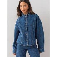 The Very Collection Denim Seam Detail Shirt Co-Ord - Mid Wash