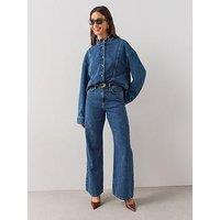 The Very Collection Seam Detail Wide Leg Jeans Co-Ord - Mid Wash