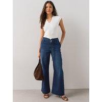 The Very Collection Cinch Waist Wide Leg Jeans - Dark Wash