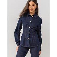 The Very Collection Cinched Waist Shirt Co-Ord - Dark Wash