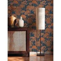 As Creation Cuba Palms Blue Copper Non Woven Wallpaper