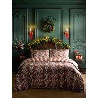 Laurence Llewelyn-Bowen Festive Robin Duvet Cover Set In Red