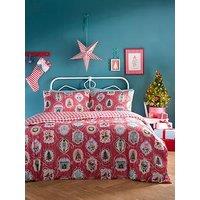 Fusion Christmas Vintage Frames Duvet Cover Set In Red
