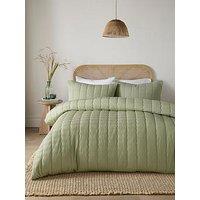 Serene Crinkle Wave Duvet Cover Set In Green