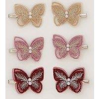 Monsoon Girls 6 Pack Embroidered Butterfly Clips