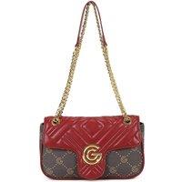 Gabriella G Designer Gabriella Gucci Womens Quilted Gold Chain Crossbody Bag - Purple
