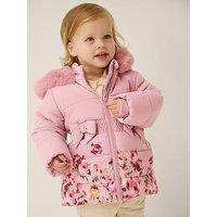 Monsoon Baby Girls Padded Blurry Roses Coat - Pink