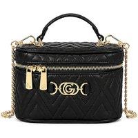 Gabriella G Designer Gabriella Gucci Women'S Quilted Top Handle Crossbody Bag With Chain Strap - Black