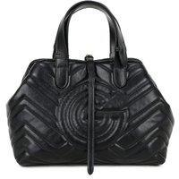 Gabriella G Designer Gabriella Gucci Women'S Quilted Leather Tote Bag With Top Handles - Black