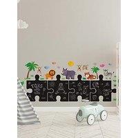Walplus Chalkboard Puzzle Wall Sticker With Jungle Animals For Kids Nursery And Playroom Decor