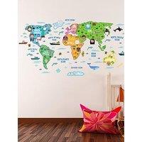 Walplus Colourful Nursery World Map Wall Sticker For Kids Bedroom Playroom Educational Decor