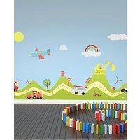 Walplus Happy Hills And Happy Cars Wall Sticker Set For Kids Bedroom Playroom Nursery Decor
