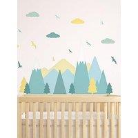 Walplus Colourful Yellow And Blue Mountains Landscape Wall Stickers For Kids Bedroom Decor