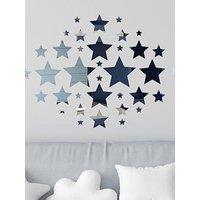 Walplus Silver Stars Mirror Art Wall Stickers 34Pcs Acrylic Effect Bedroom Nursery Decor