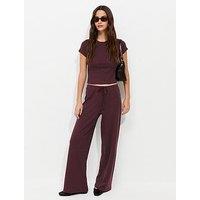 New Look Burgundy Polka Dot Drawstring Wide Leg Co-Ord Trousers - Red