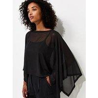 New Look Slash Neck Mesh Cape - Black