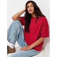 New Look Cotton Oversized Boxy T-Shirt - Red