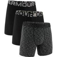 Under Armour Mens Performance Tech - Graphic 6-Inch 3-Pack Of Boxers - Black