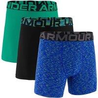 Under Armour Mens Performance Tech - Graphic 6-Inch 3-Pack Of Boxers - Blue-Print/Green/Black