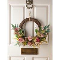Scottish Everlastings Pumpkin Half Wreath - Plum - 45Cm