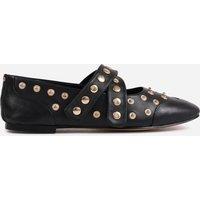 Bronx Studded Cross-Over Strap Ballerina Shoes - Black
