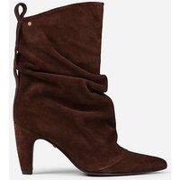 Bronx Jadey Suede Slouch Heel Ankle Boots - Brown