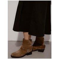 Bronx Brod-Ey Suede Ankle Boots With Buckle Detail - Brown