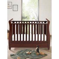 Babymore Eva Sleigh Cot Bed Dropside With Drawer - Brown