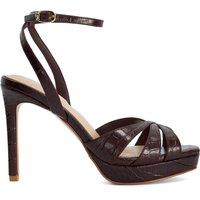 Dune London Mayva Burgundy Croc Effect Heeled Sandals - Burgundy