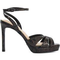 Dune London Mayva Grey Reptile Effect Heeled Shoes - Black