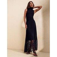 Friends Like These Women'S Pleated Midi Skirt With Lace Hem Black