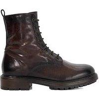 Dune London Patley Leather Chunky Lace Up Boots - Dark Brown