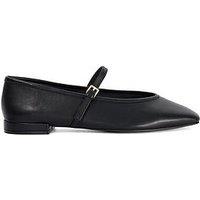 Dune London Hearthrob Leather Pointed Toe Mary Jane Ballet Flats - Black