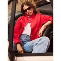 Mint Velvet Funnel Neck Bomber Jacket - Red