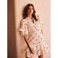 Mint Velvet Polka Print Mini Dress - Cream