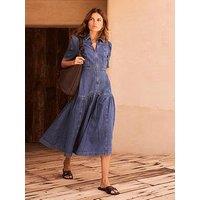 Mint Velvet Indigo Puff Sleeve Denim Midi Dress - Blue