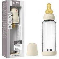 Bibs Glass Baby Bottle Round Latex 1 Pack 240 Ml Medium Flow Ivory