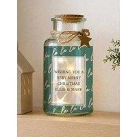 The Personalised Memento Company Personalised Christmas Fa La La Led Glass Jar