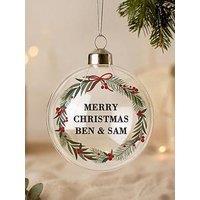 The Personalised Memento Company Personalised Christmas Wreath Glass Bauble