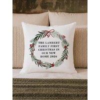 The Personalised Memento Company Personalised Christmas Wreath Cushion