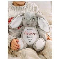 The Personalised Memento Company Personalised My First Christmas Bunny Rabbit Soft Toy