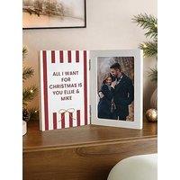 The Personalised Memento Company Personalised Red Striped Hinged Wooden 6X4 Frame