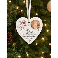 The Personalised Memento Company Pesonalised Photo Upload Robin Wooden Heart Tree Decoration