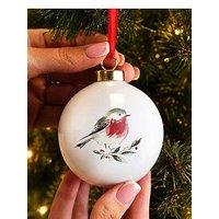 The Personalised Memento Company Personalised Watercolour Robin Christmas Bauble