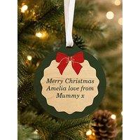 The Personalised Memento Company Personalised Green Scallop Bow Wooden Bauble