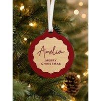 The Personalised Memento Company Personalised Red Scallop Wooden Tree Decoration