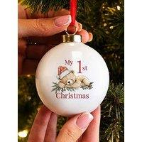 The Personalised Memento Company Personalised My 1St Christmas Bear Ceramic Bauble